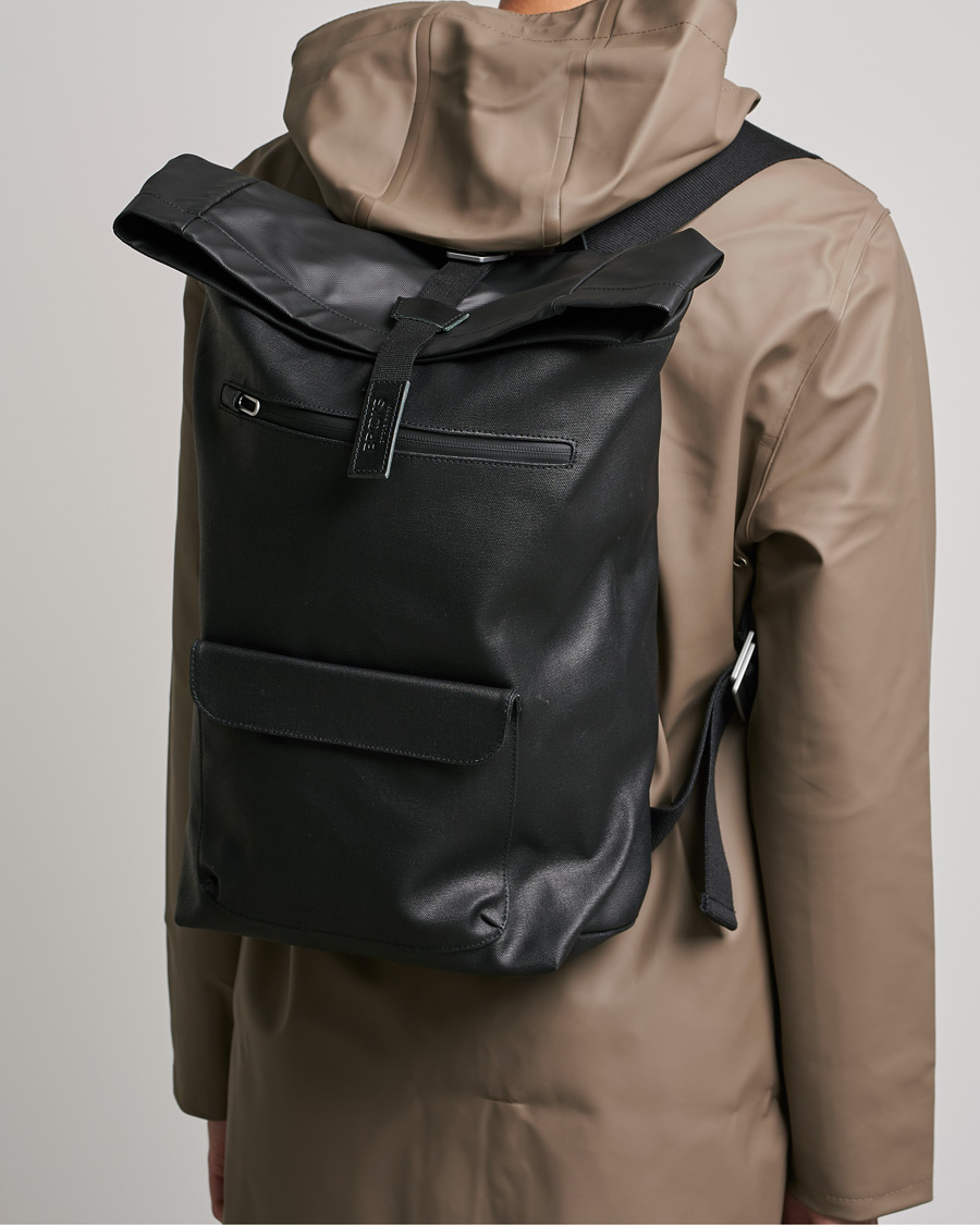 Herre | Brooks England Rivington Cotton Canvas 18L Rolltop Backpack Black | Brooks England | Rivington Cotton Canvas 18L Rolltop Backpack Black