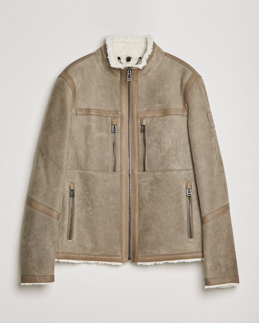 Herre | Jakker | Belstaff | Tundra Shearling Leather Jacket Dark Sand