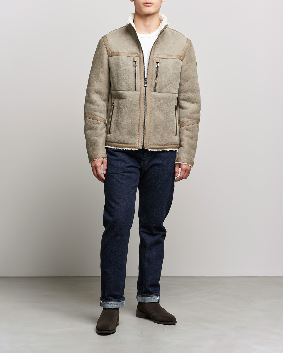 Herre | Jakker | Belstaff | Tundra Shearling Leather Jacket Dark Sand