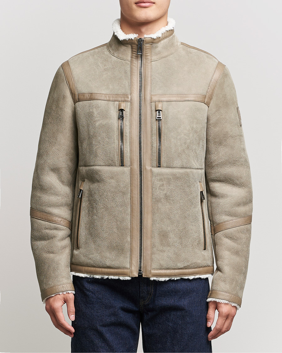 Herre | Jakker | Belstaff | Tundra Shearling Leather Jacket Dark Sand