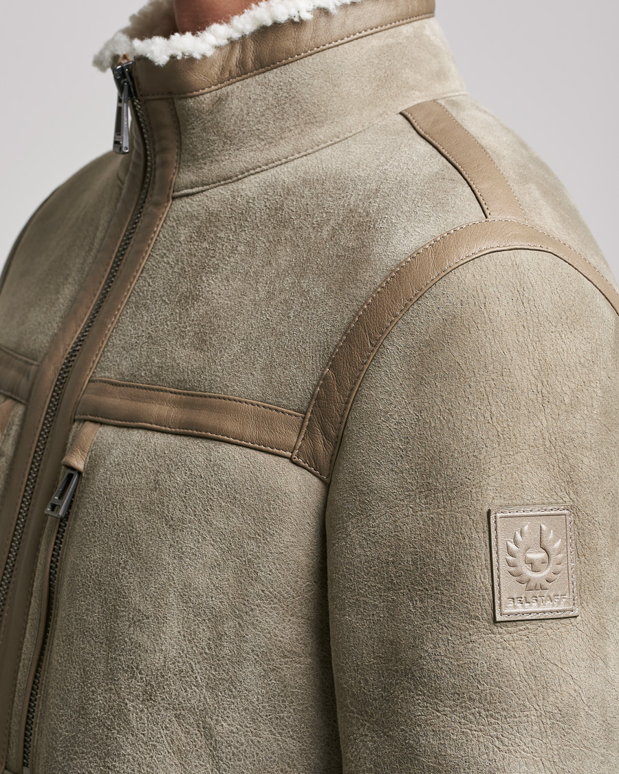 Herre | Jakker | Belstaff | Tundra Shearling Leather Jacket Dark Sand