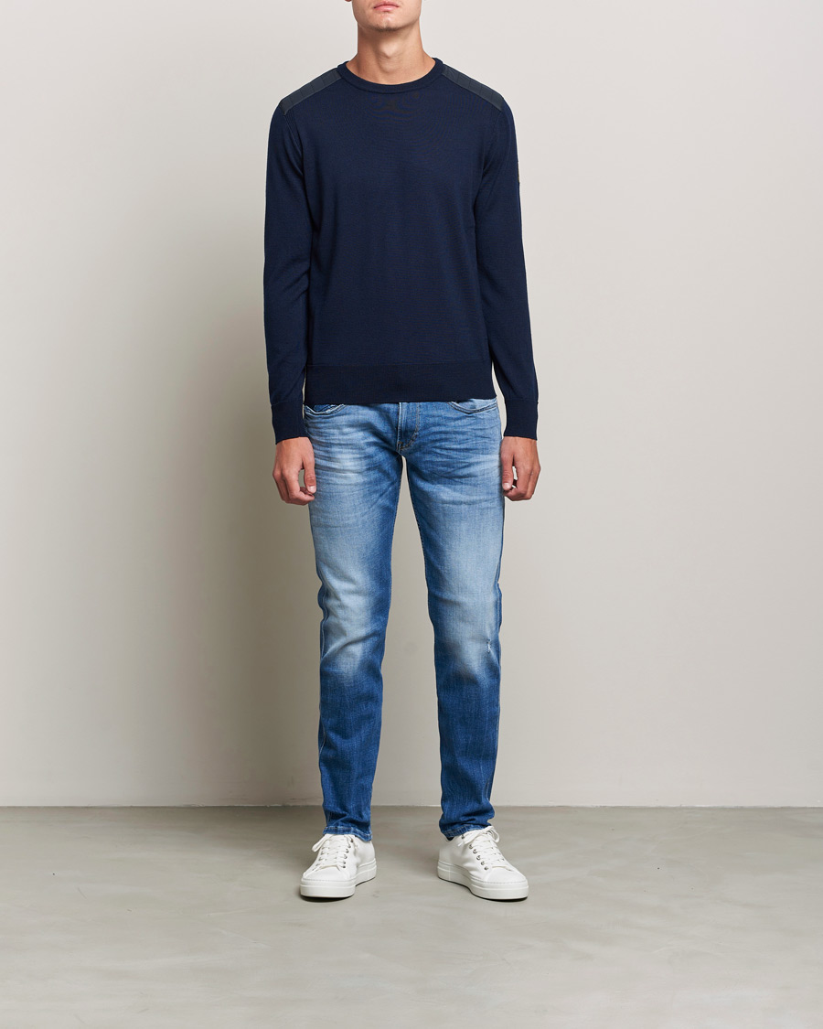 Herre | Gensere | Belstaff | Kerrigan Crew Neck Merino Sweatshirt Washed Navy