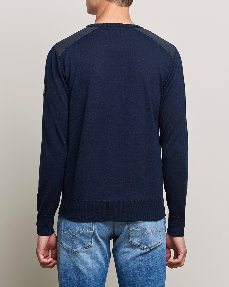 Herre | Gensere | Belstaff | Kerrigan Crew Neck Merino Sweatshirt Washed Navy