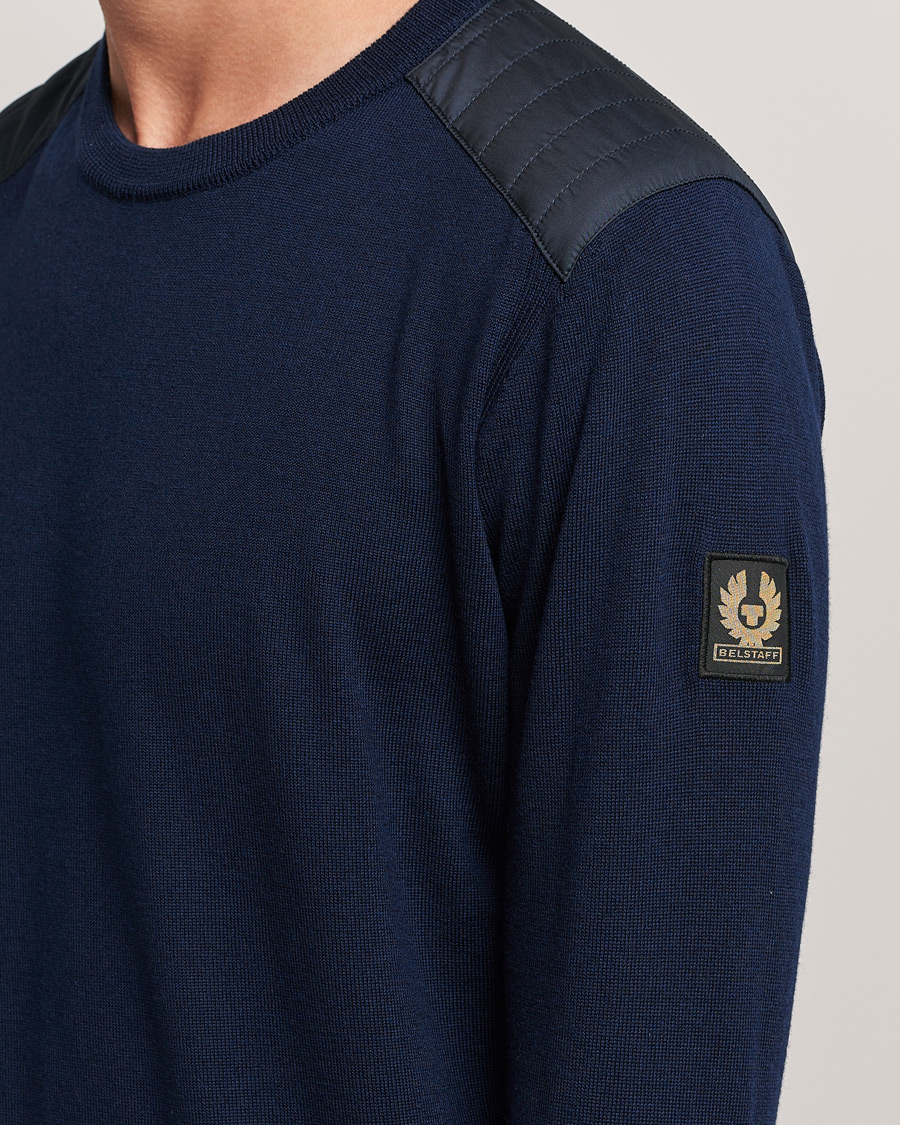 Herre | Gensere | Belstaff | Kerrigan Crew Neck Merino Sweatshirt Washed Navy