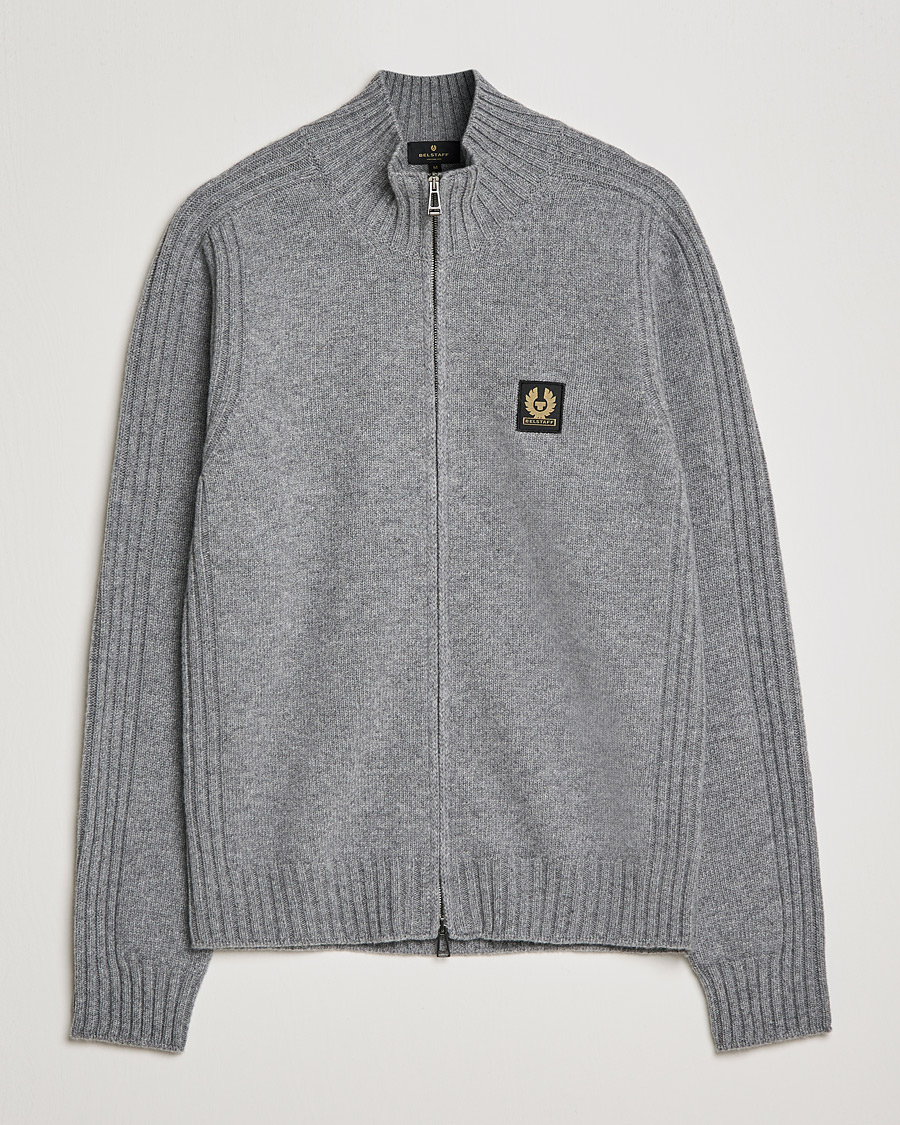 Herre | Gensere | Belstaff | Watch Full Zip Wool Cardigan Pale Grey Melange