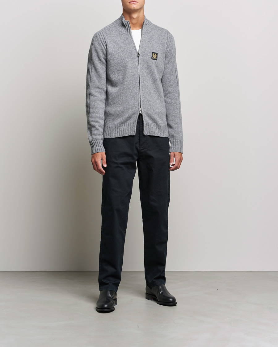 Herre | Gensere | Belstaff | Watch Full Zip Wool Cardigan Pale Grey Melange