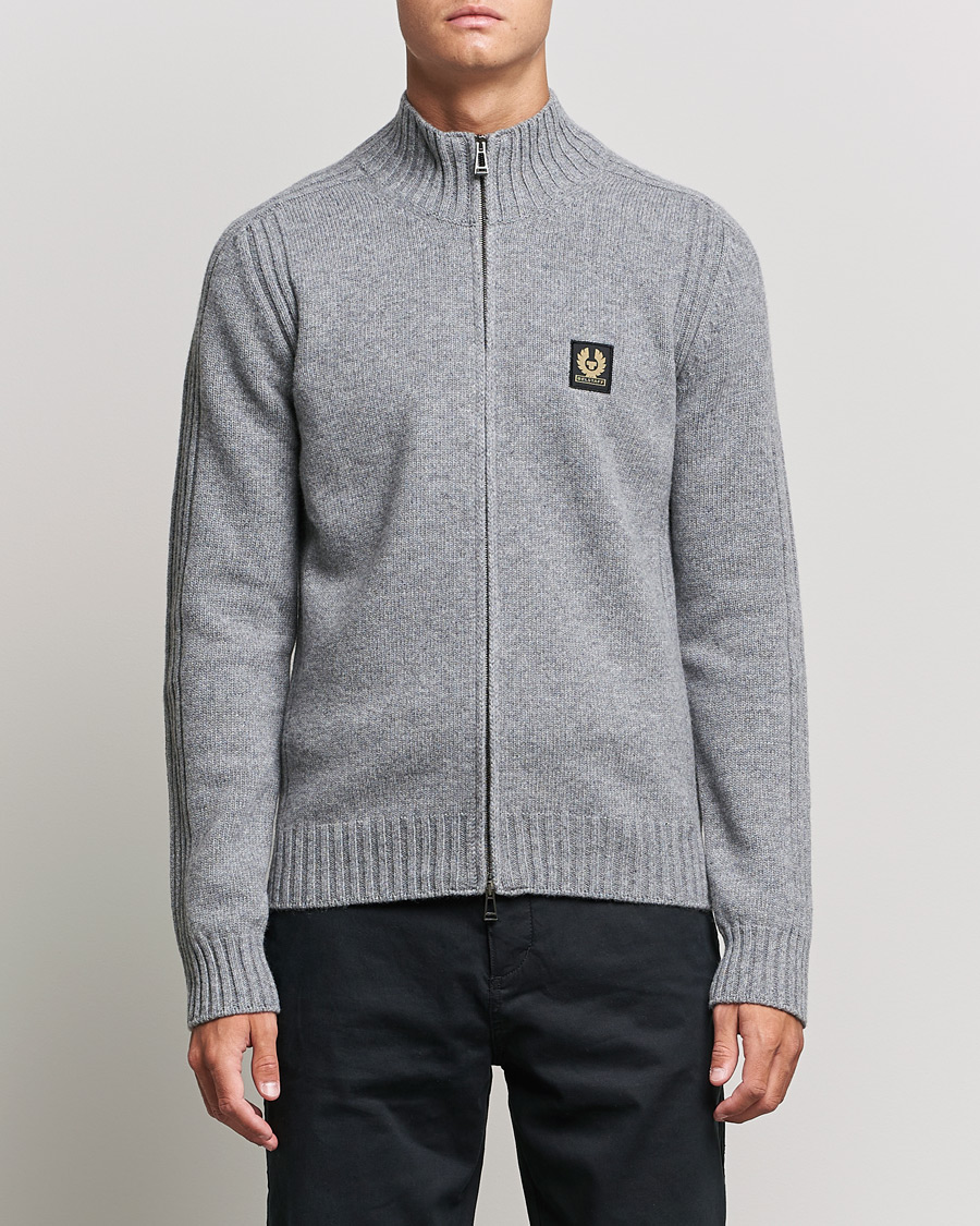 Herre | Gensere | Belstaff | Watch Full Zip Wool Cardigan Pale Grey Melange