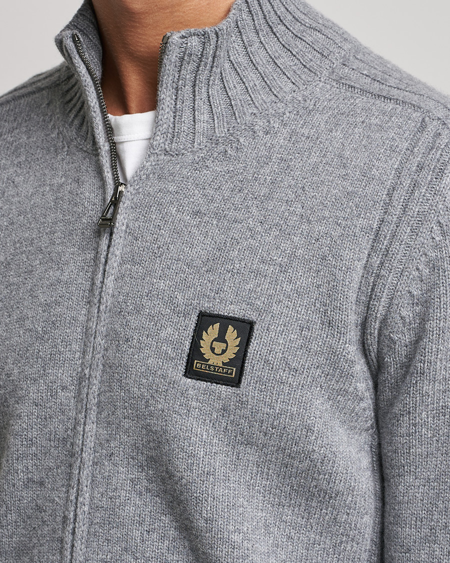 Herre | Gensere | Belstaff | Watch Full Zip Wool Cardigan Pale Grey Melange