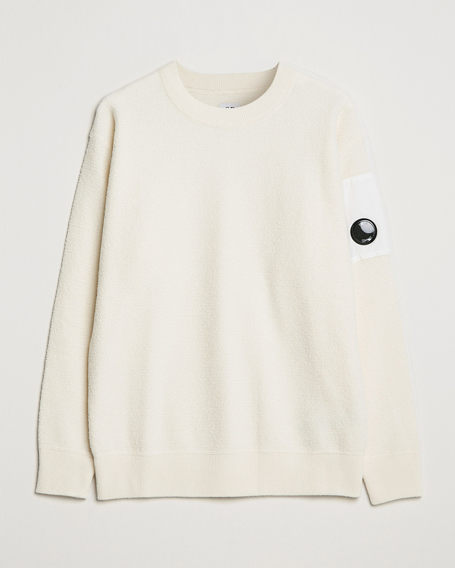 Herre | Gensere | C.P. Company | Structured Lambswool Lens Roundneck White