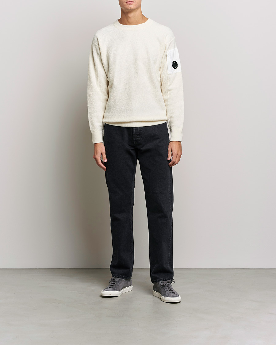 Herre | Gensere | C.P. Company | Structured Lambswool Lens Roundneck White
