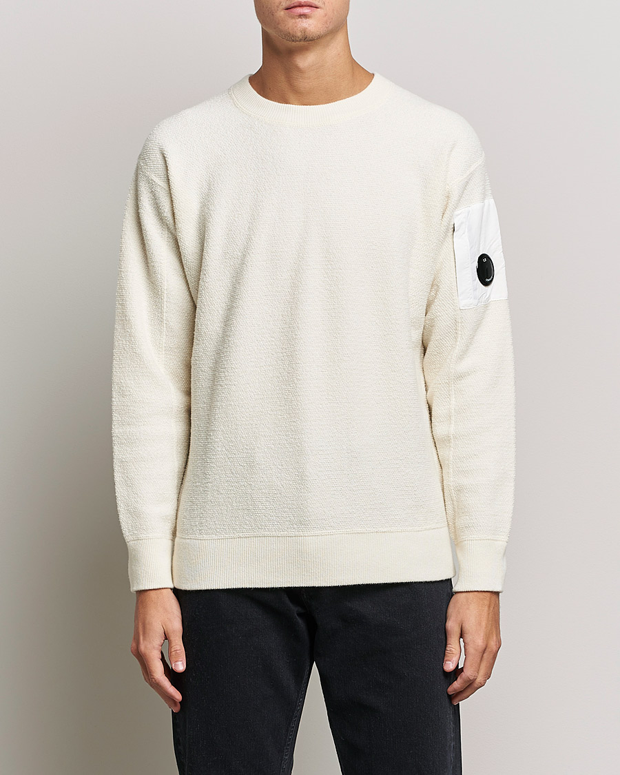 Herre | Strikkede gensere | C.P. Company | Structured Lambswool Lens Roundneck White