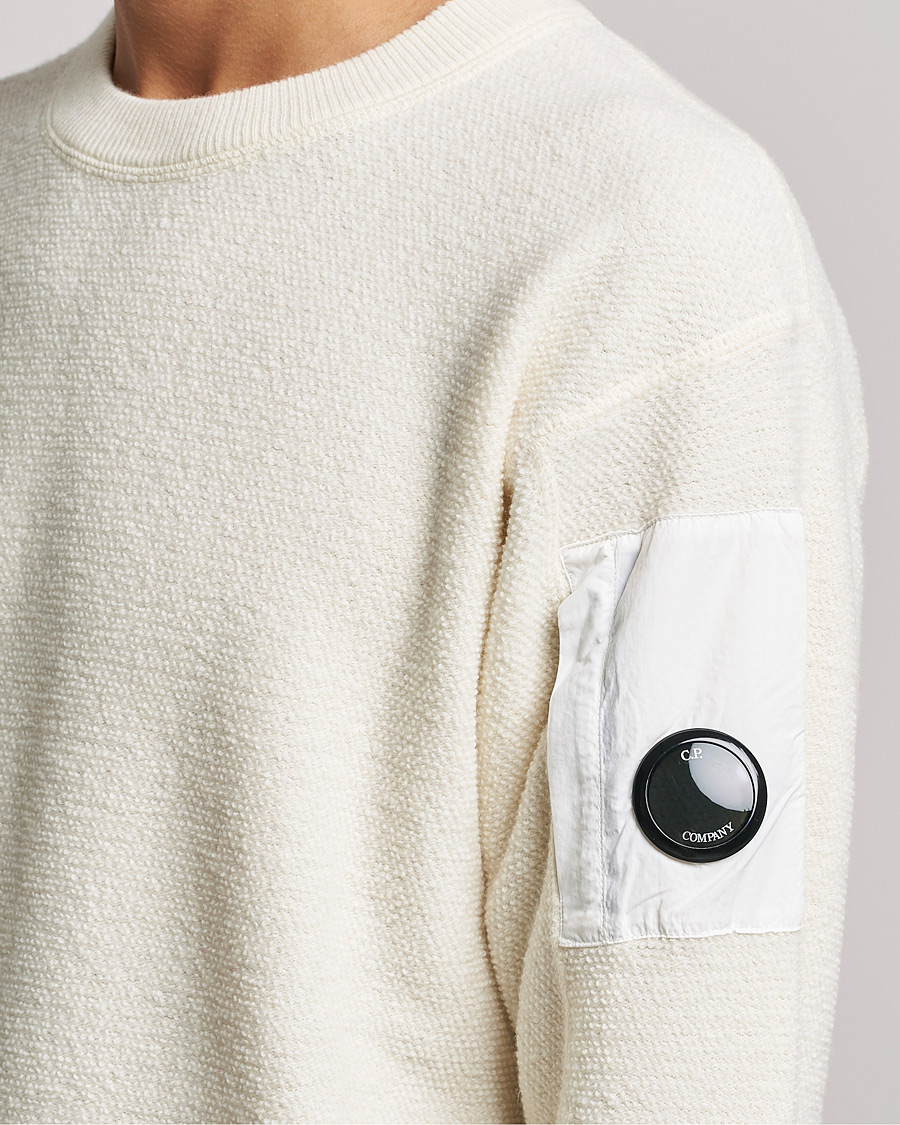 Herre | Gensere | C.P. Company | Structured Lambswool Lens Roundneck White