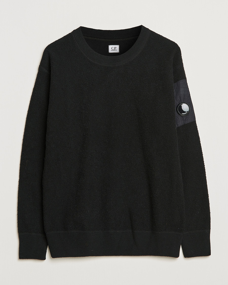Herre | Gensere | C.P. Company | Structured Lambswool Lens Roundneck Black