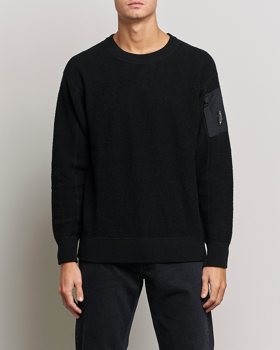 Herre | Gensere | C.P. Company | Structured Lambswool Lens Roundneck Black