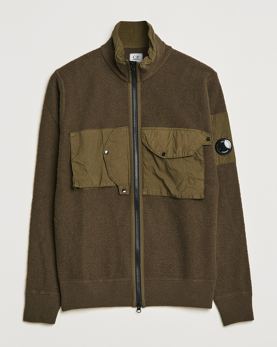 Herre | Gensere | C.P. Company | Lambswool Pocket Full Zip Sweat Green