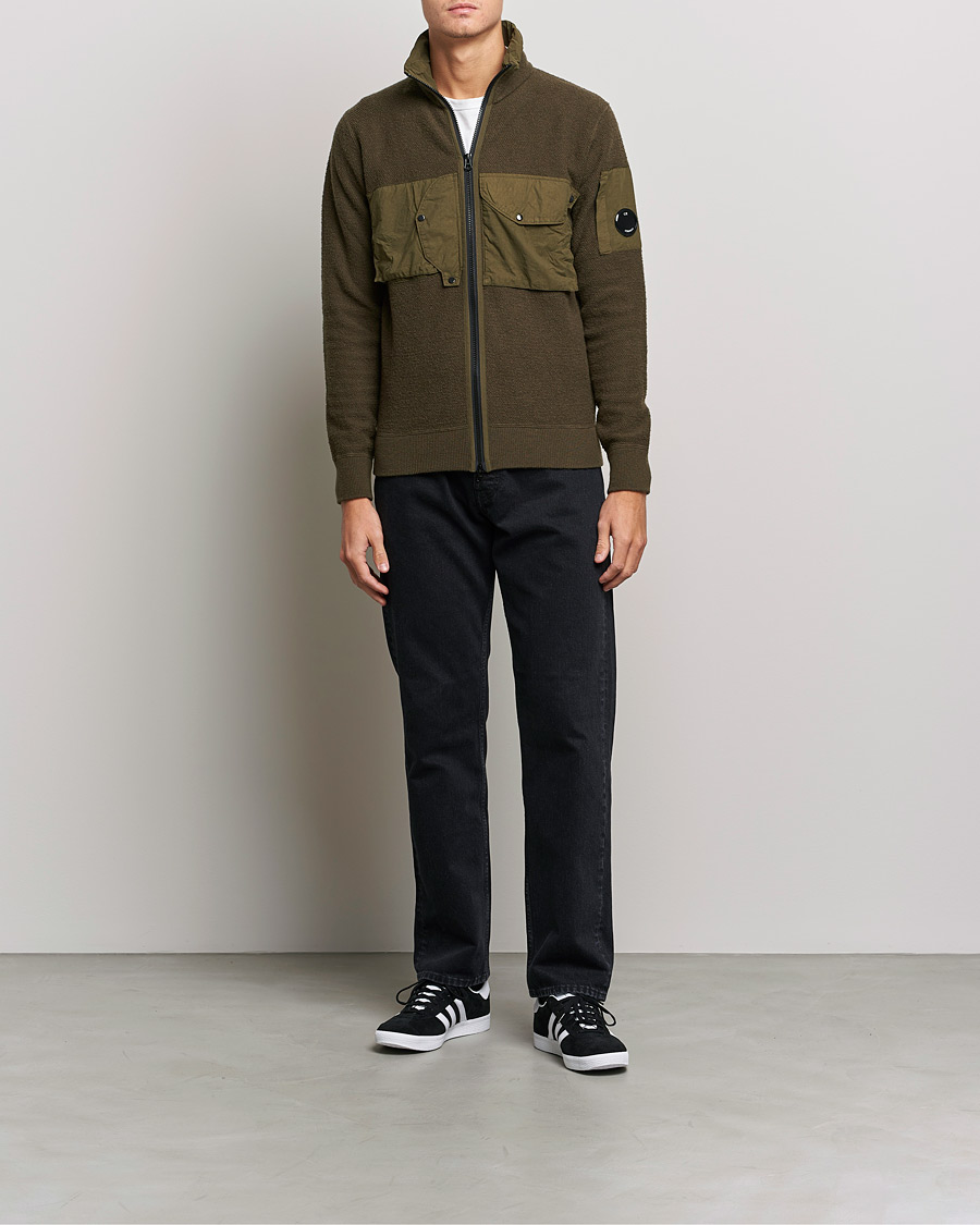 Herre | Gensere | C.P. Company | Lambswool Pocket Full Zip Sweat Green