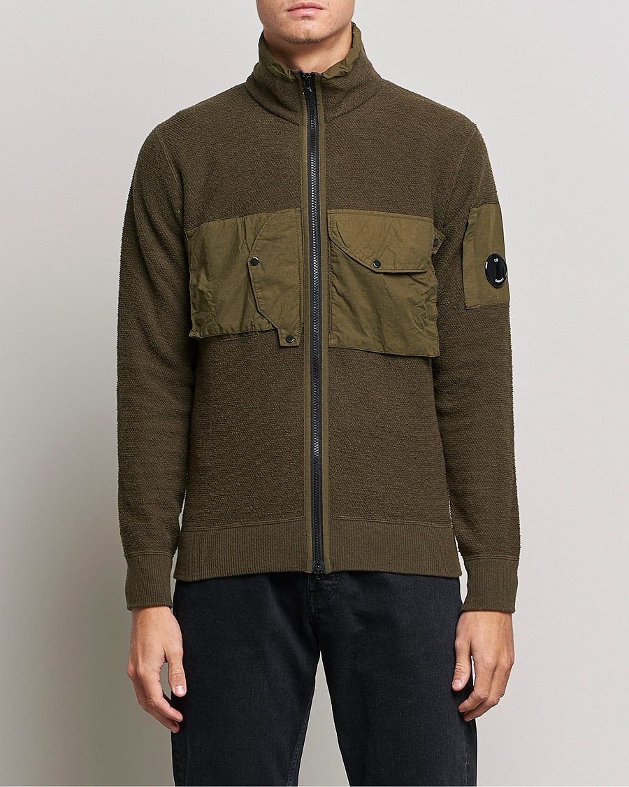 Herre | Gensere | C.P. Company | Lambswool Pocket Full Zip Sweat Green