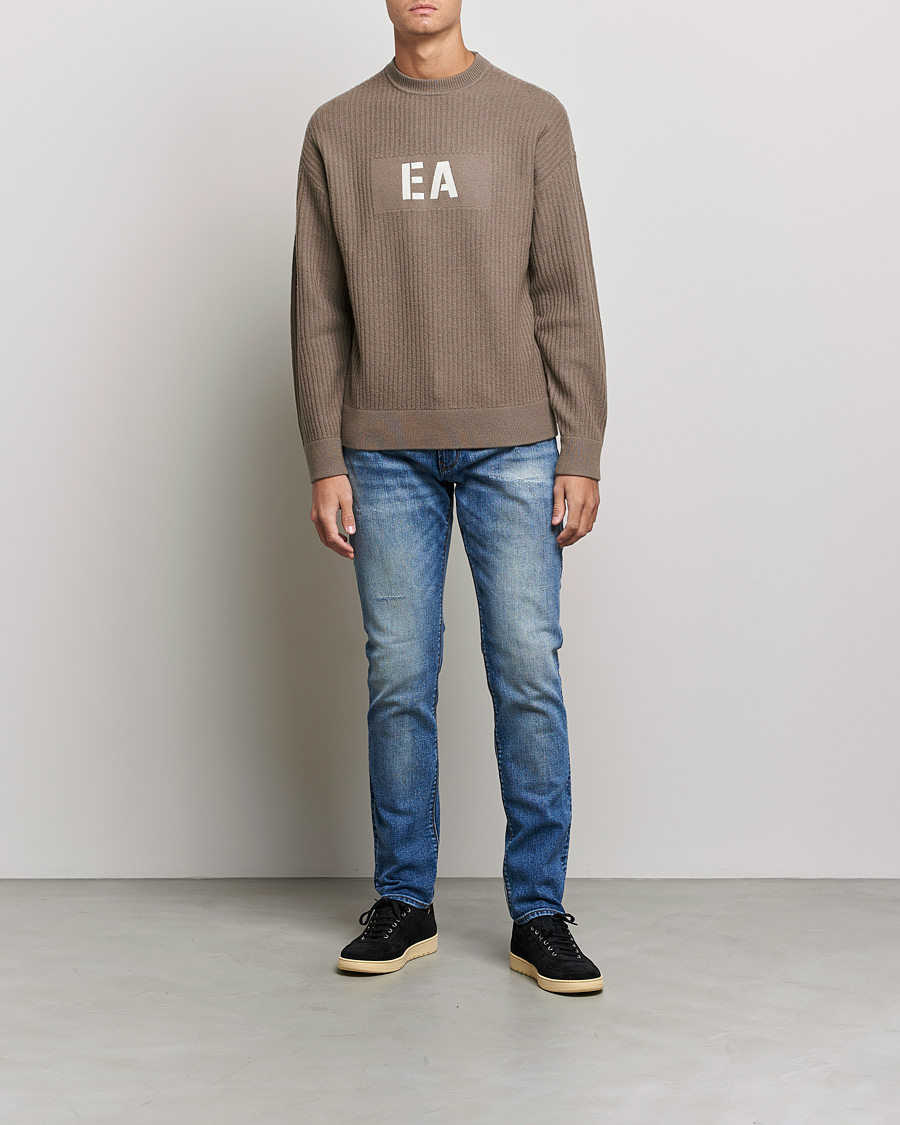 Herre | Gensere | Emporio Armani | Wool Logo Sweater Camel
