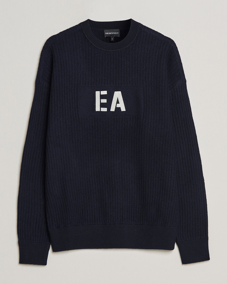 Herre | Gensere | Emporio Armani | Wool Logo Sweater Navy