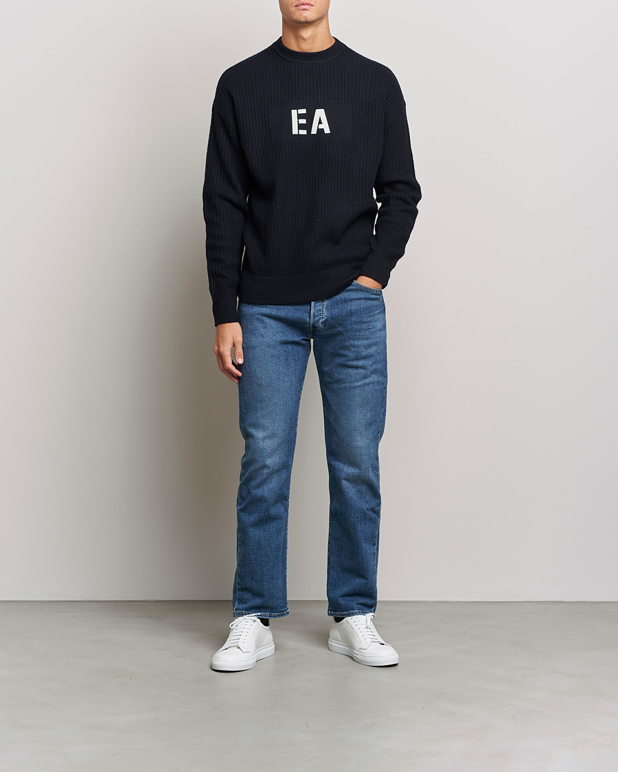 Herre | Gensere | Emporio Armani | Wool Logo Sweater Navy