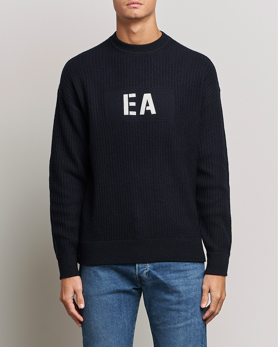 Herre |  | Emporio Armani | Wool Logo Sweater Navy