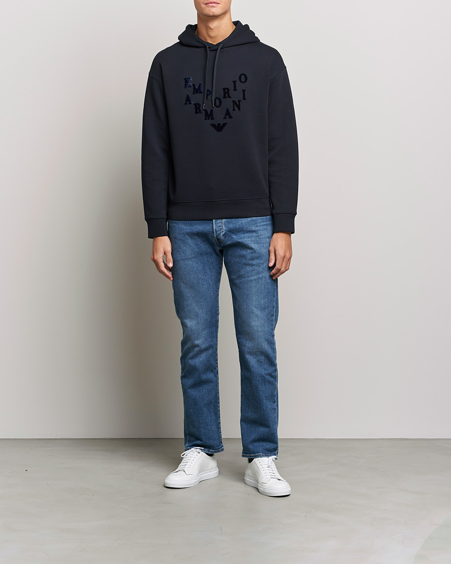 Herre | Gensere | Emporio Armani | Printed Hoodie Navy