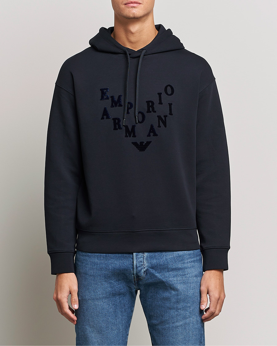 Herre | Gensere | Emporio Armani | Printed Hoodie Navy