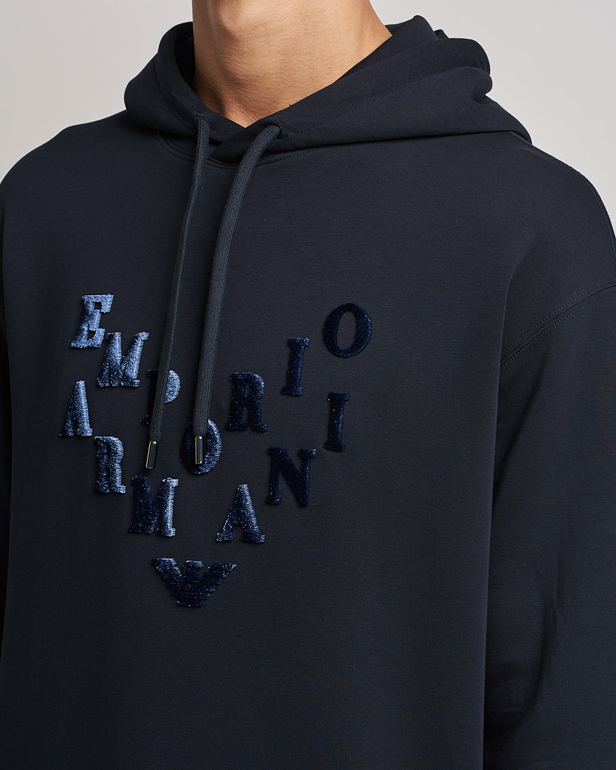 Herre | Gensere | Emporio Armani | Printed Hoodie Navy