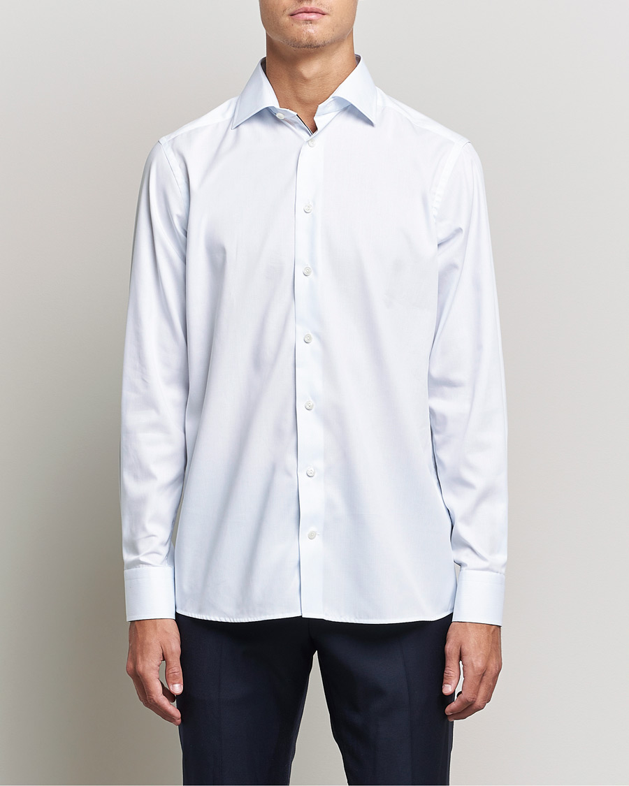 Herre | Skjorter | Eton | Hair line Striped Contemporary Twill Shirt Light Blue