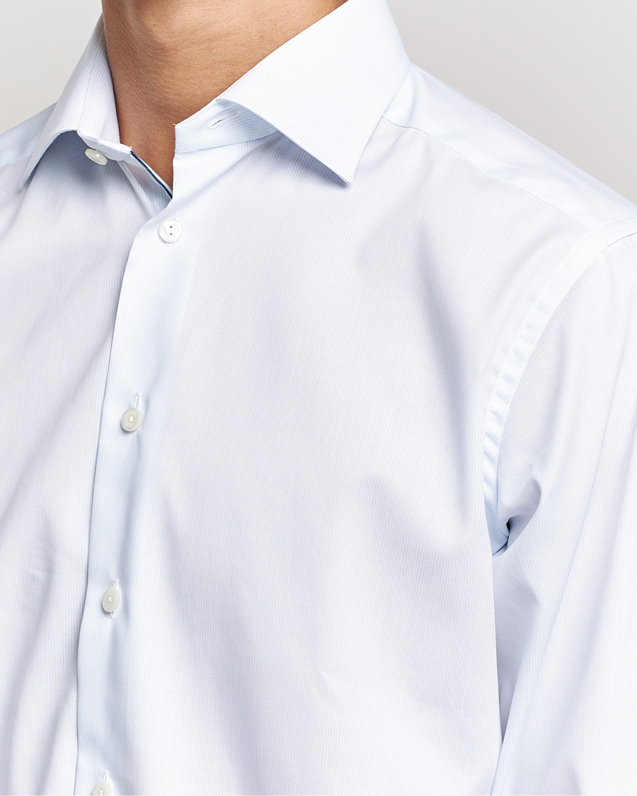 Herre | Skjorter | Eton | Hair line Striped Contemporary Twill Shirt Light Blue