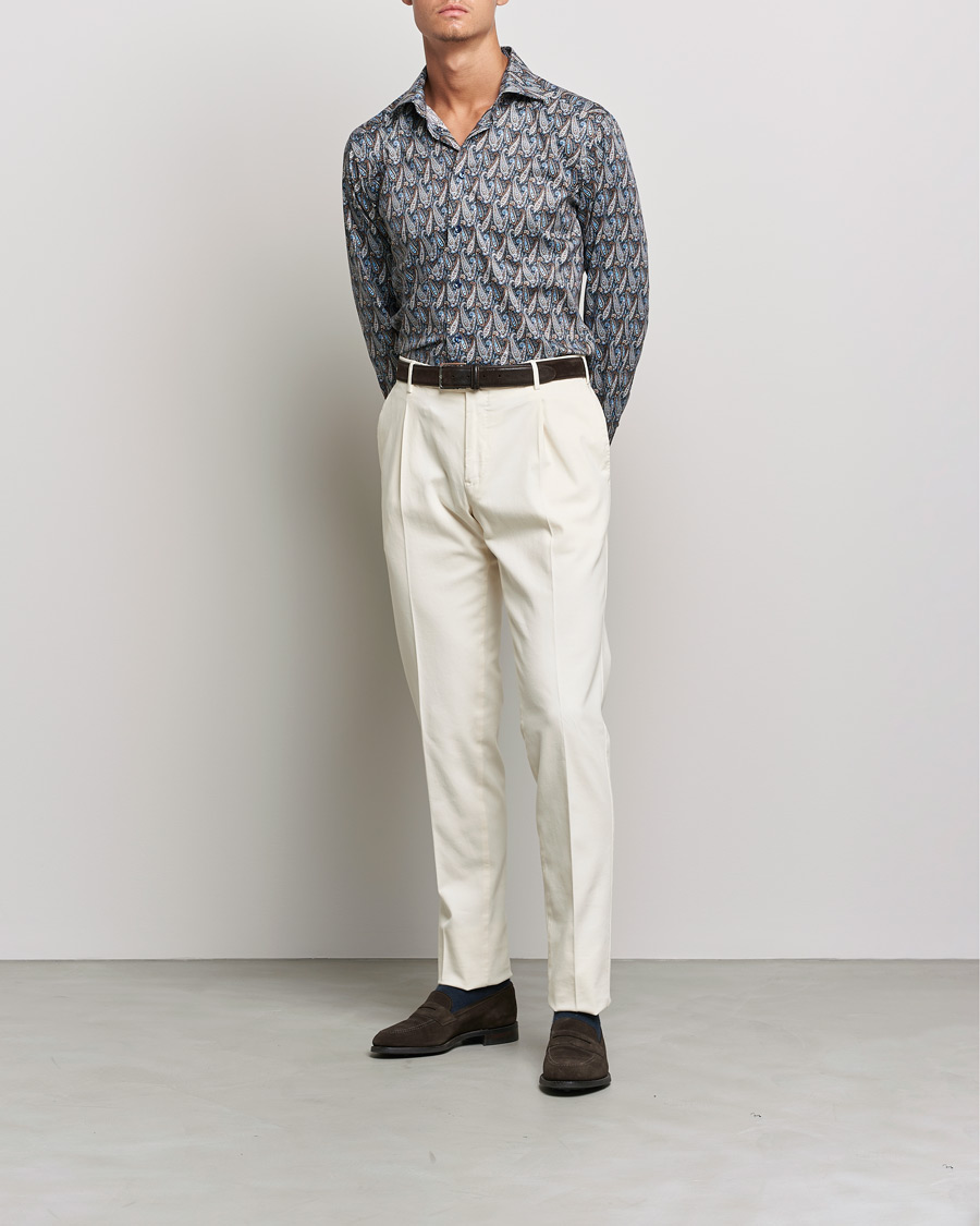 Herre | Skjorter | Eton | Paisley Signature Twill Slim Shirt Navy Blue