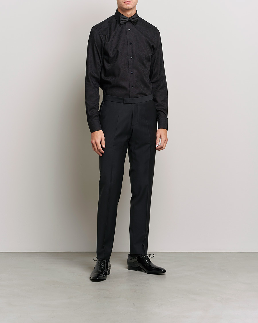 Herre | Business & Beyond | Eton | Jaquard Paisley Shirt Black