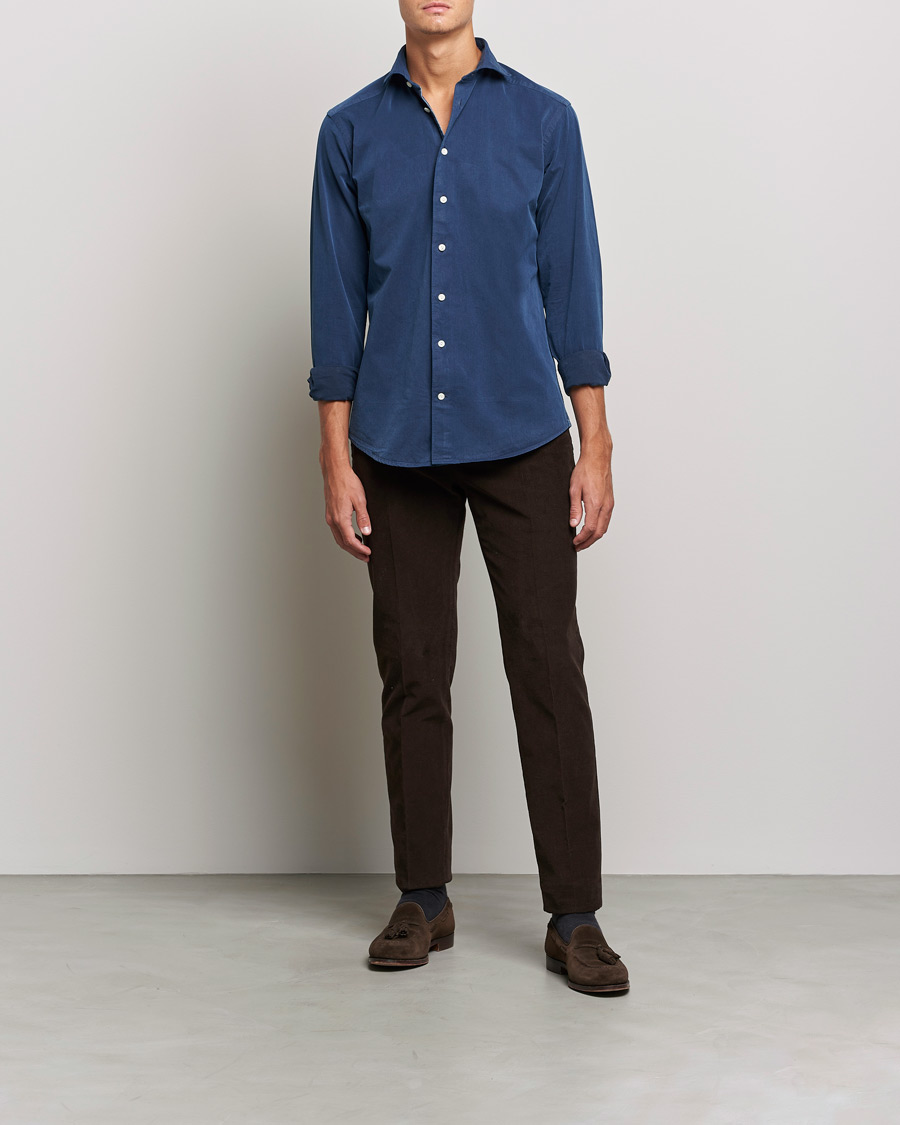 Herre | Skjorter | Eton | Recycled Cotton Denim Shirt Blue