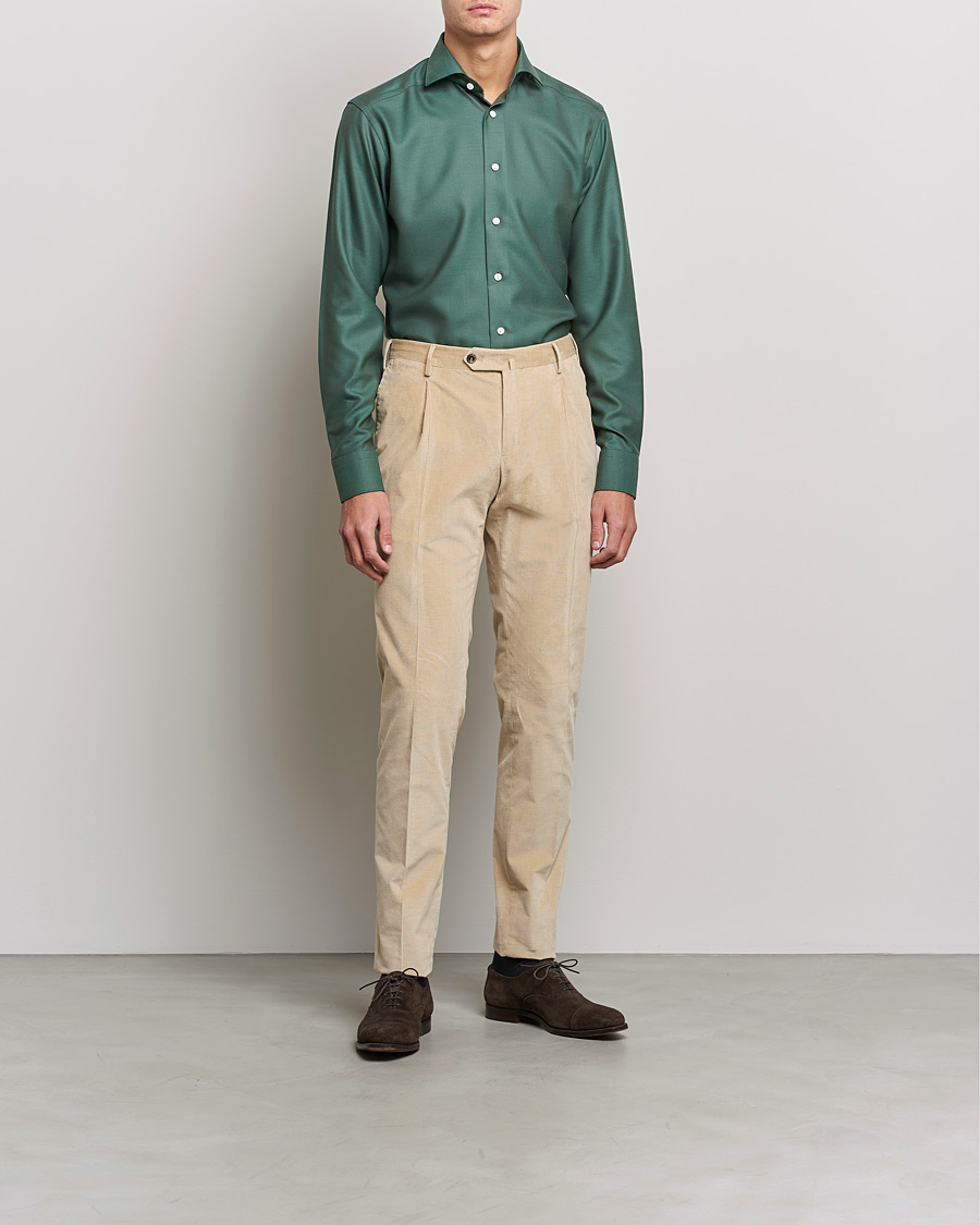 Herre | Skjorter | Eton | Merino Wool Shirt Olive