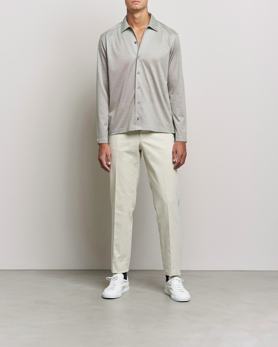 Herre | | Eton | Oxford Pique Shirt Light Grey
