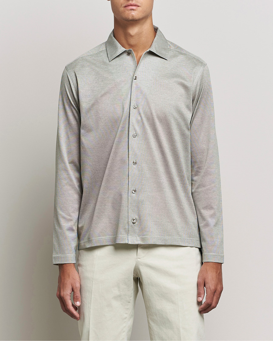 Herre | | Eton | Oxford Pique Shirt Light Grey
