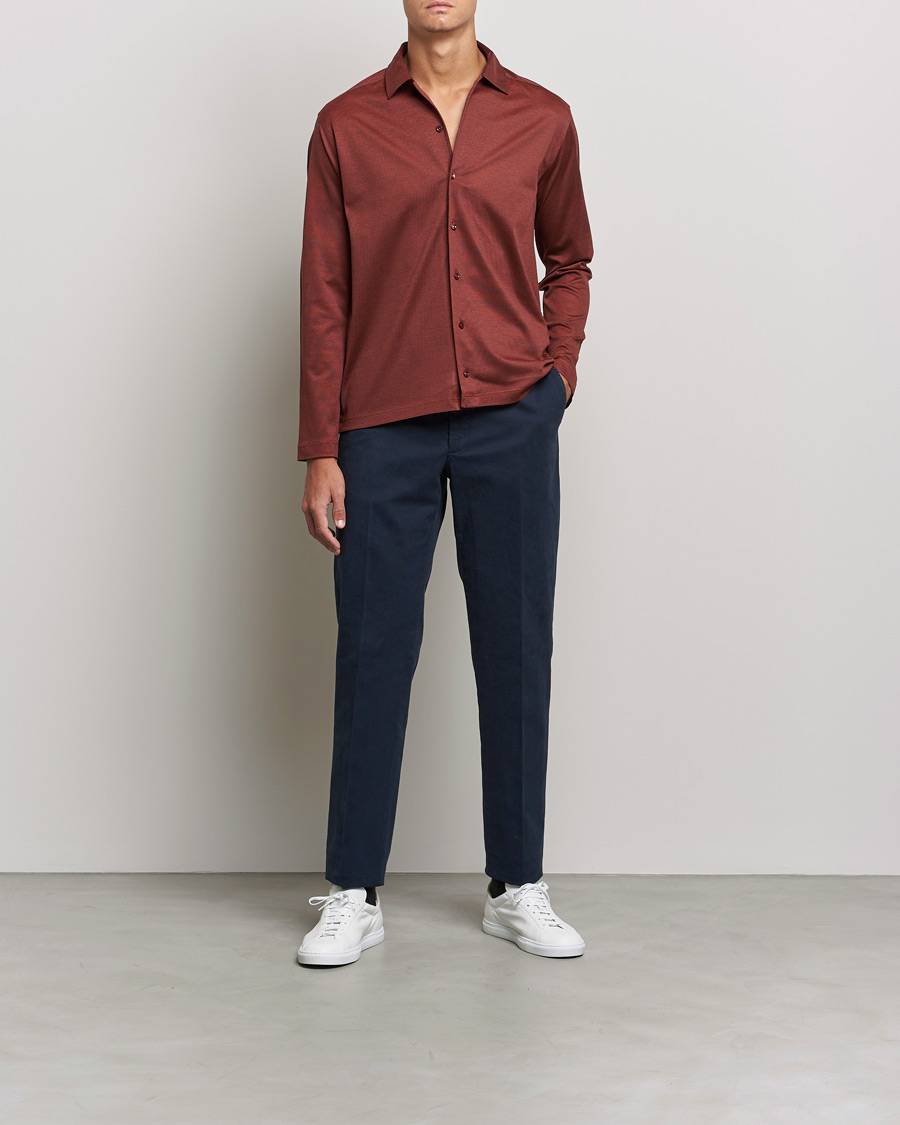 Herre | Gensere | Eton | Oxford Pique Shirt Mid Red