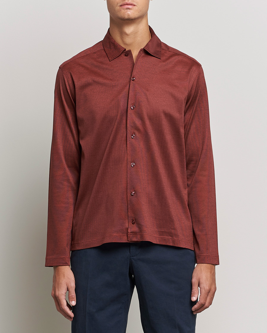 Herre | Gensere | Eton | Oxford Pique Shirt Mid Red