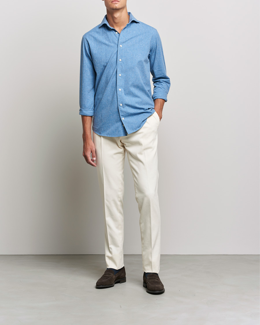 Herre |  | Eton | Recycled Cotton Shirt Blue