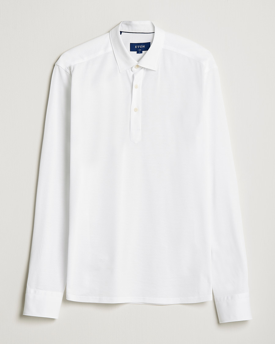 Herre | Gensere | Eton | Slim Fit Cotton Piqué Popover Shirt White