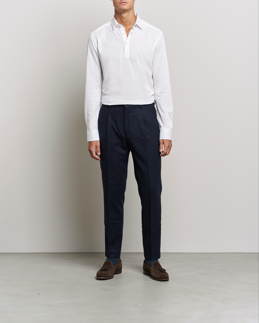 Herre |  | Eton | Slim Fit Cotton Piqué Popover Shirt  White