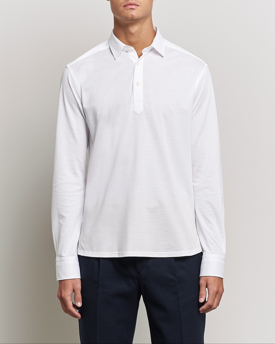 Herre | Pikéer | Eton | Slim Fit Cotton Piqué Popover Shirt  White