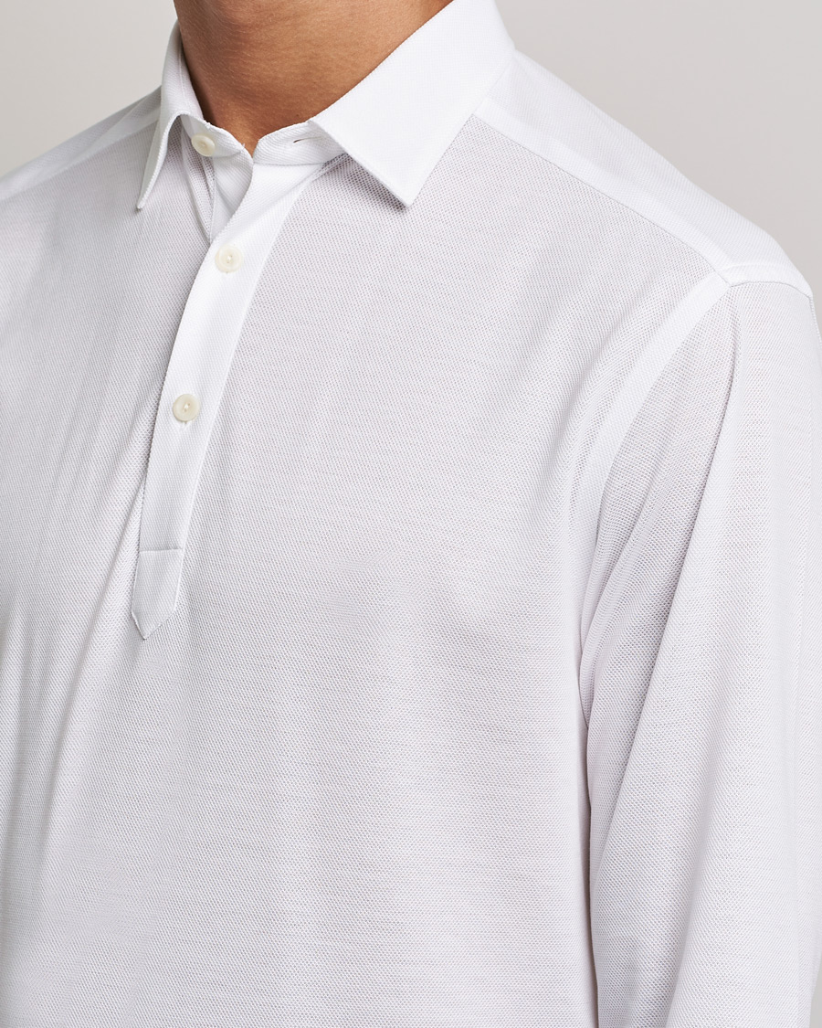 Herre | Gensere | Eton | Slim Fit Cotton Piqué Popover Shirt White