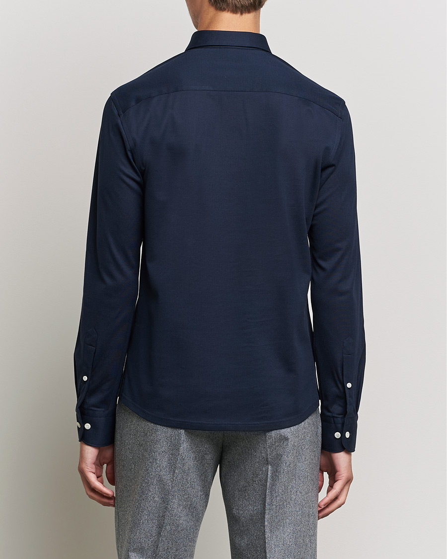 Herre | Gensere | Eton | Slim Fit Cotton Piqué Popover Shirt Navy