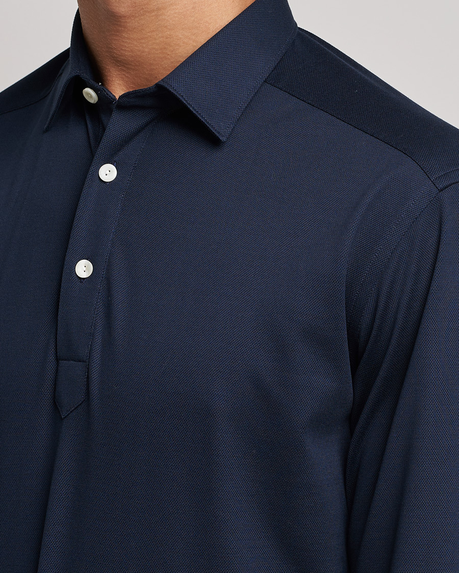 Herre | Gensere | Eton | Slim Fit Cotton Piqué Popover Shirt Navy
