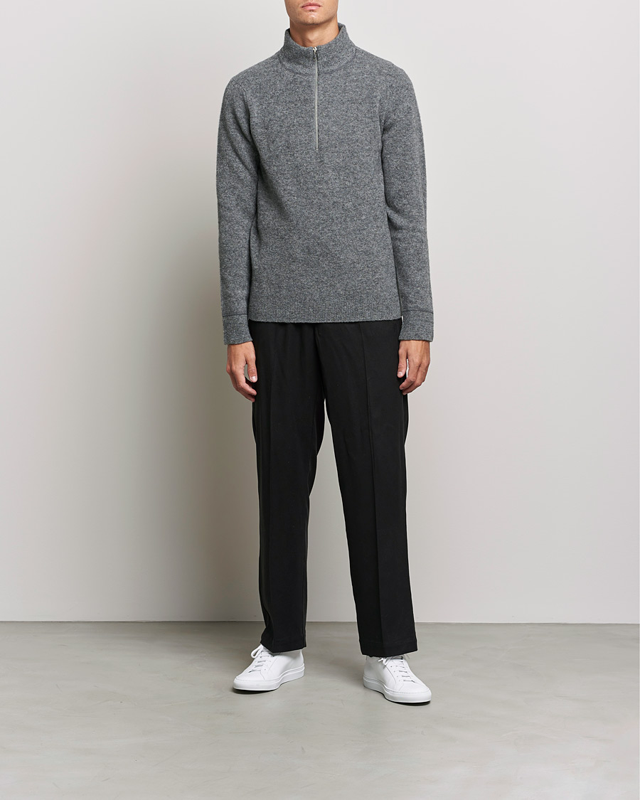 Herre | Gensere | Filippa K | Andrew Yak Zip Sweater Mid Grey Melange