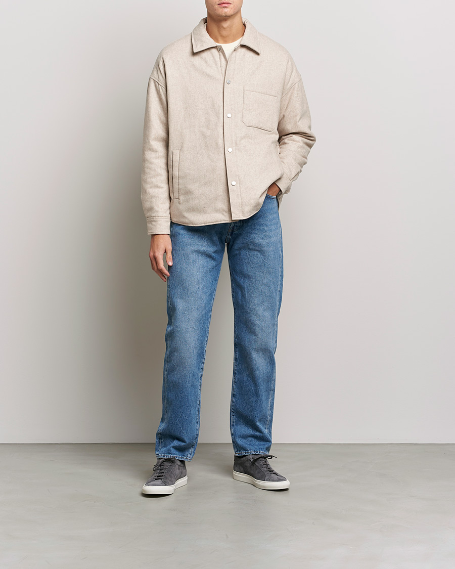 Herre | Skjorter | FRAME | Warm Textured Wool/Cashmere Overshirt Deep Fog