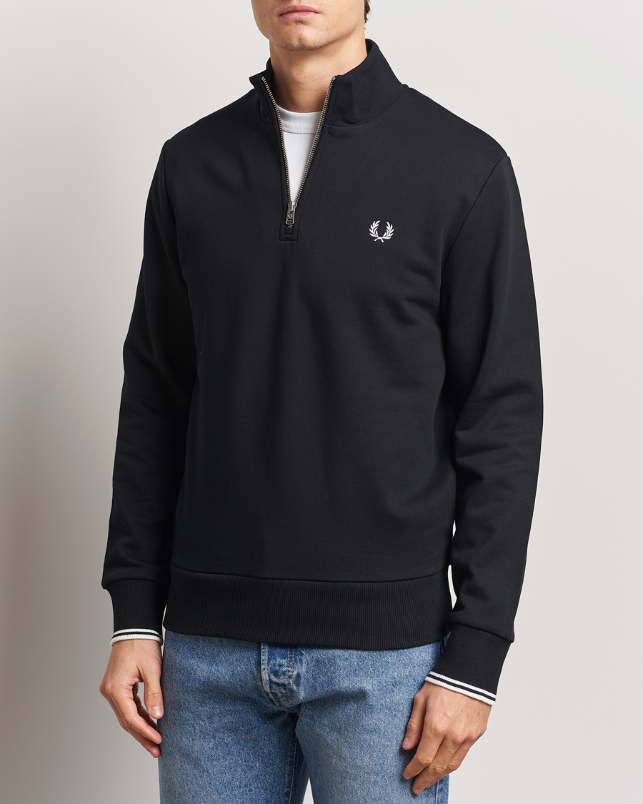 Herre | Best of British | Fred Perry | Half Zip Sweatshirt Black