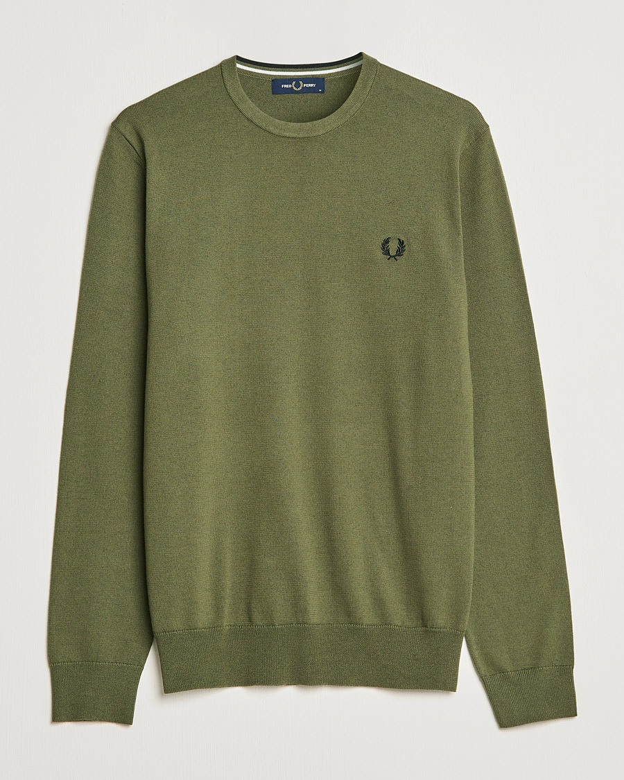 Herre | Gensere | Fred Perry | Classic Crew Neck Jumper Uniform Green