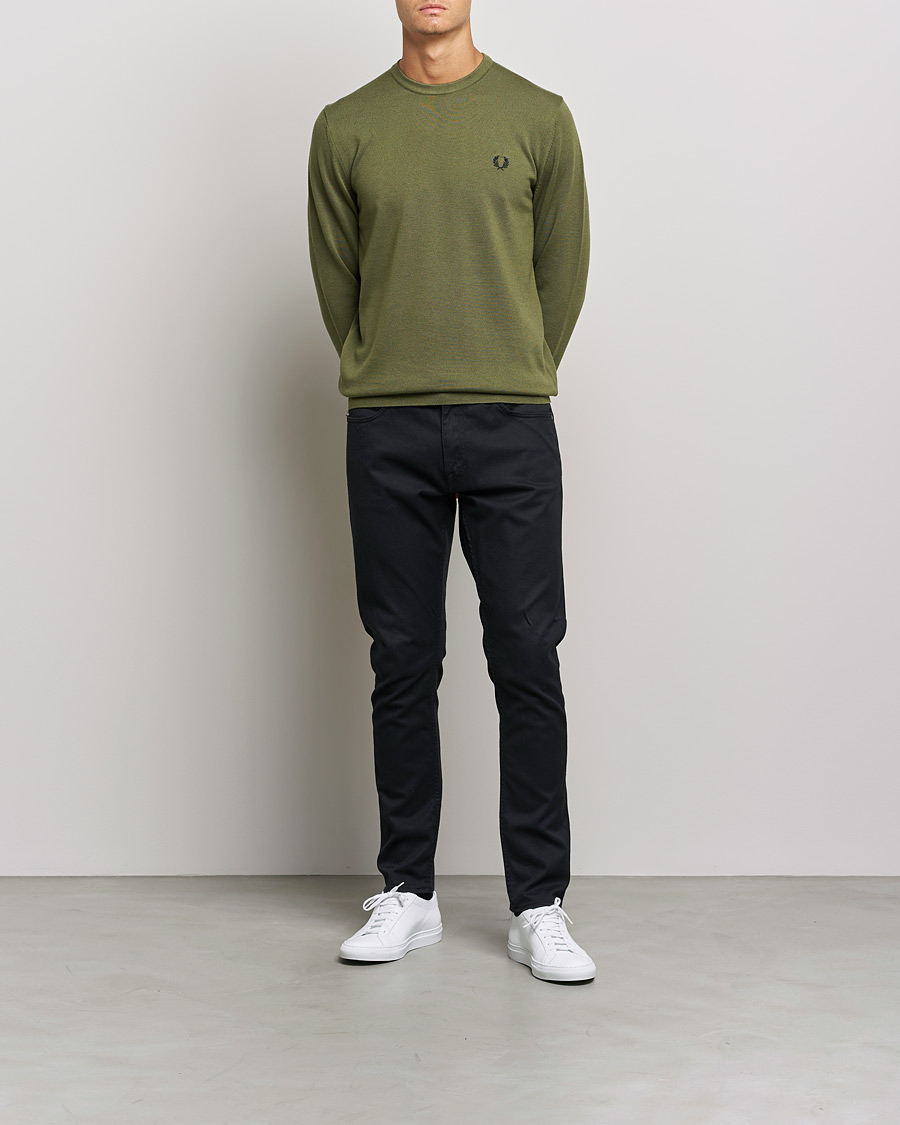 Herre | | Fred Perry | Classic Crew Neck Jumper Uniform Green